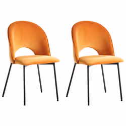 Set of 2 Dining Chairs COVELO Velvet Orange