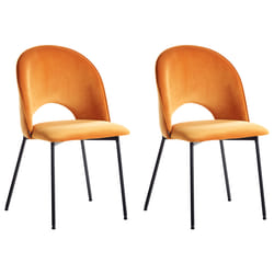 Set of 2 Dining Chairs COVELO Velvet Orange