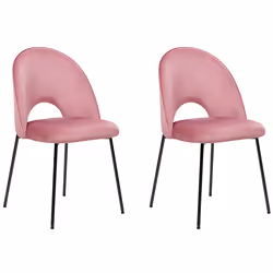 Set of 2 Dining Chairs COVELO Velvet Pink