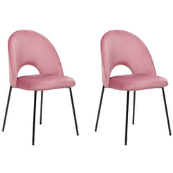 Set of 2 Dining Chairs COVELO Velvet Pink