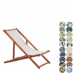 Folding Deck Chair ANZIO with Replacement Fabrics Acacia Wood Dark Brown