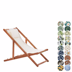 Folding Deck Chair AVELLINO with Replacement Fabrics Acacia Wood Dark Brown