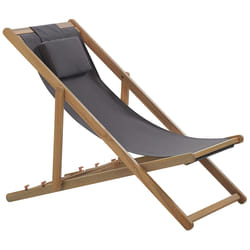 Folding Deck Chair AVELLINO with Replacement Fabrics Acacia Wood Dark Brown
