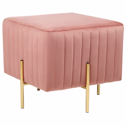 Footstool DAYTON Velvet Pastel Pink