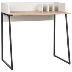 Home Office Desk 90 x 60 cm Light Wood and White ANAH