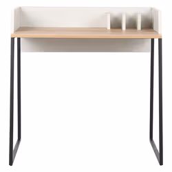 Home Office Desk 90 x 60 cm Light Wood and White ANAH