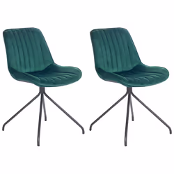 Set of 2 Dining Chairs NAVASOTA Velvet Emerald Green