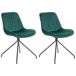 Set of 2 Dining Chairs NAVASOTA Velvet Emerald Green
