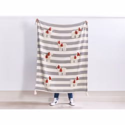 Cotton Blanket 125 x 150 cm White and Grey NAMTAR