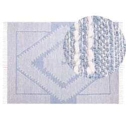 Cotton Area Rug 140 x 200 cm Blue and White ANSAR