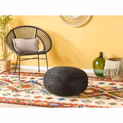 Jute Pouffe 60 x 30 cm Black DUKKI