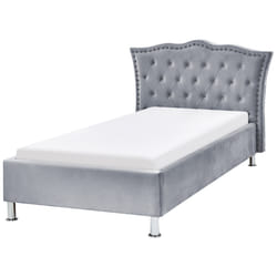 Velvet EU Single Size Bed Grey METZ