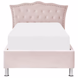Velvet EU Single Size Bed with Storage Pink METZ