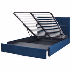 Ottoman Bed Velvet VERNOYES 180 x 200 cm (EU Super King) Navy Blue
