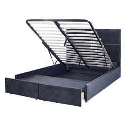 Ottoman Bed Velvet VERNOYES 140 x 200 cm (EU Double) Black