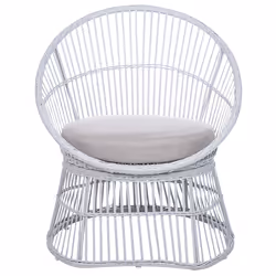 Bistro Set with Cushions MESYNA PE Rattan White