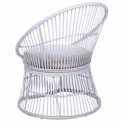 Bistro Set with Cushions MESYNA PE Rattan White - Additional view 4