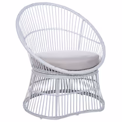 Bistro Set with Cushions MESYNA PE Rattan White - Additional view 5