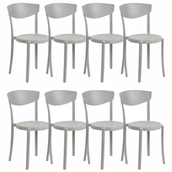 Set of 8 Dining Chairs VIESTE Light Grey