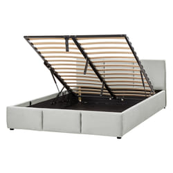 Ottoman Bed Velvet BOUSSE 140 x 200 cm (EU Double) Light Grey