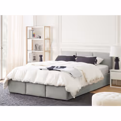 Ottoman Bed Velvet BOUSSE 140 x 200 cm (EU Double) Light Grey