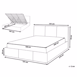 Ottoman Bed Velvet BOUSSE 180 x 200 cm (EU Super King) Light Grey