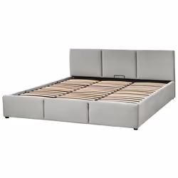 Ottoman Bed Velvet BOUSSE 180 x 200 cm (EU Super King) Light Grey