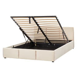 Ottoman Bed Velvet BOUSSE 140 x 200 cm (EU Double) Light Beige
