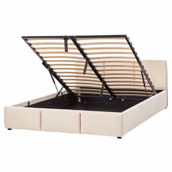 Ottoman Bed Velvet BOUSSE 160 x 200 cm (EU King Size) Light Beige