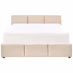 Ottoman Bed Velvet BOUSSE 160 x 200 cm (EU King Size) Light Beige