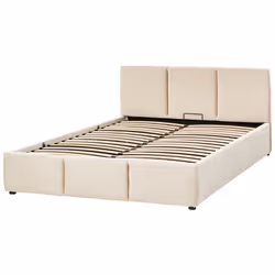 Ottoman Bed Velvet BOUSSE 160 x 200 cm (EU King Size) Light Beige