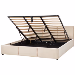 Ottoman Bed Velvet BOUSSE 180 x 200 cm (EU Super King) Light Beige