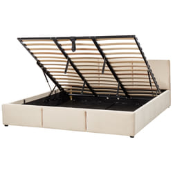 Ottoman Bed Velvet BOUSSE 180 x 200 cm (EU Super King) Light Beige