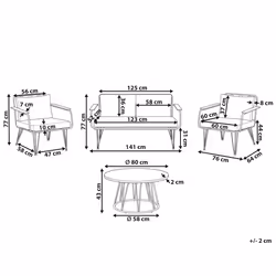 Garden Lounge Set with Table 4 Seater MONTESILVANO Metal Light Beige - Additional view 2