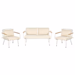 Garden Lounge Set with Table 4 Seater MONTESILVANO Metal Light Beige - Additional view 3