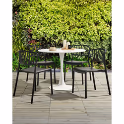 Set of 4 Garden Chairs GELA Black