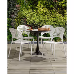 Set of 4 Garden Chairs OSTIA White