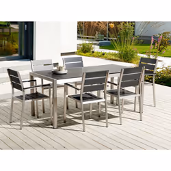 Garden Dining Table VERNIO 180 cm 90 cm Metal Black/ Silver