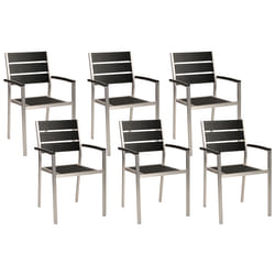 Set of 6 Garden Chairs VERNIO Black/ Silver