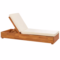 Sun Lounger with Cushion FANANO Reclining Acacia Wood Brown