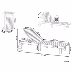 Sun Lounger PIETRALUNGA Reclining Acacia Wood Brown
