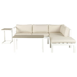 Garden Corner Sofa with Table 5 Seater MESSINA Left Hand Metal Beige