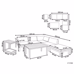 Garden Corner Sofa with Table 5 Seater MESSINA Left Hand Metal Beige