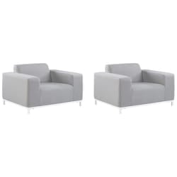 Set of 2 Garden Armchairs ROVIGO Fabric Light Grey