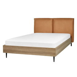 Bed Faux Leather LIMANTON 140 x 200 cm (EU Double) Golden Brown