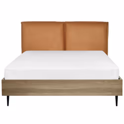 Bed Faux Leather LIMANTON 140 x 200 cm (EU Double) Golden Brown