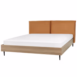 Bed Faux Leather LIMANTON 180 x 200 cm (EU Super King) Golden Brown