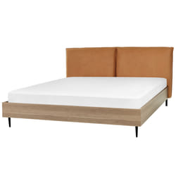 Bed Faux Leather LIMANTON 180 x 200 cm (EU Super King) Golden Brown