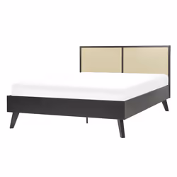Bed Rattan MONPAZIER 140 x 200 cm (EU Double) Black