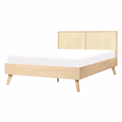 Bed Rattan MONPAZIER 140 x 200 cm (EU Double) Light Brown